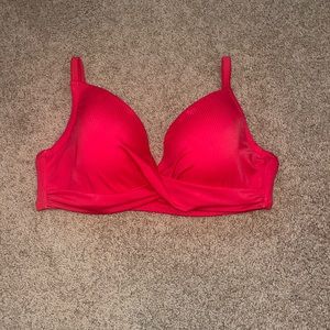 Bright red swimsuit top